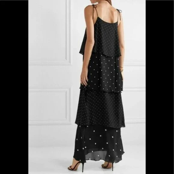ANINE BING BNWT Daisy tiered polka-dot chiffon maxi dress Women's Size XS - Picture 5 of 9